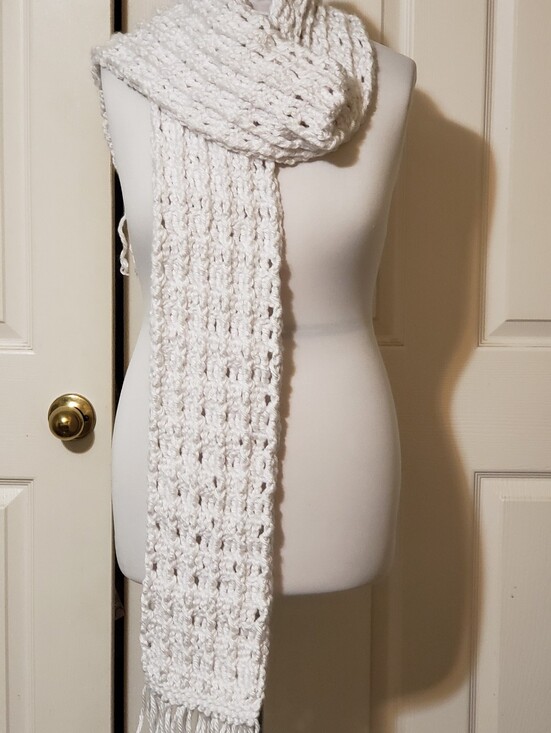 Hand Crafted Cream Knit Beret with Matching Fringe Scarf main image 6